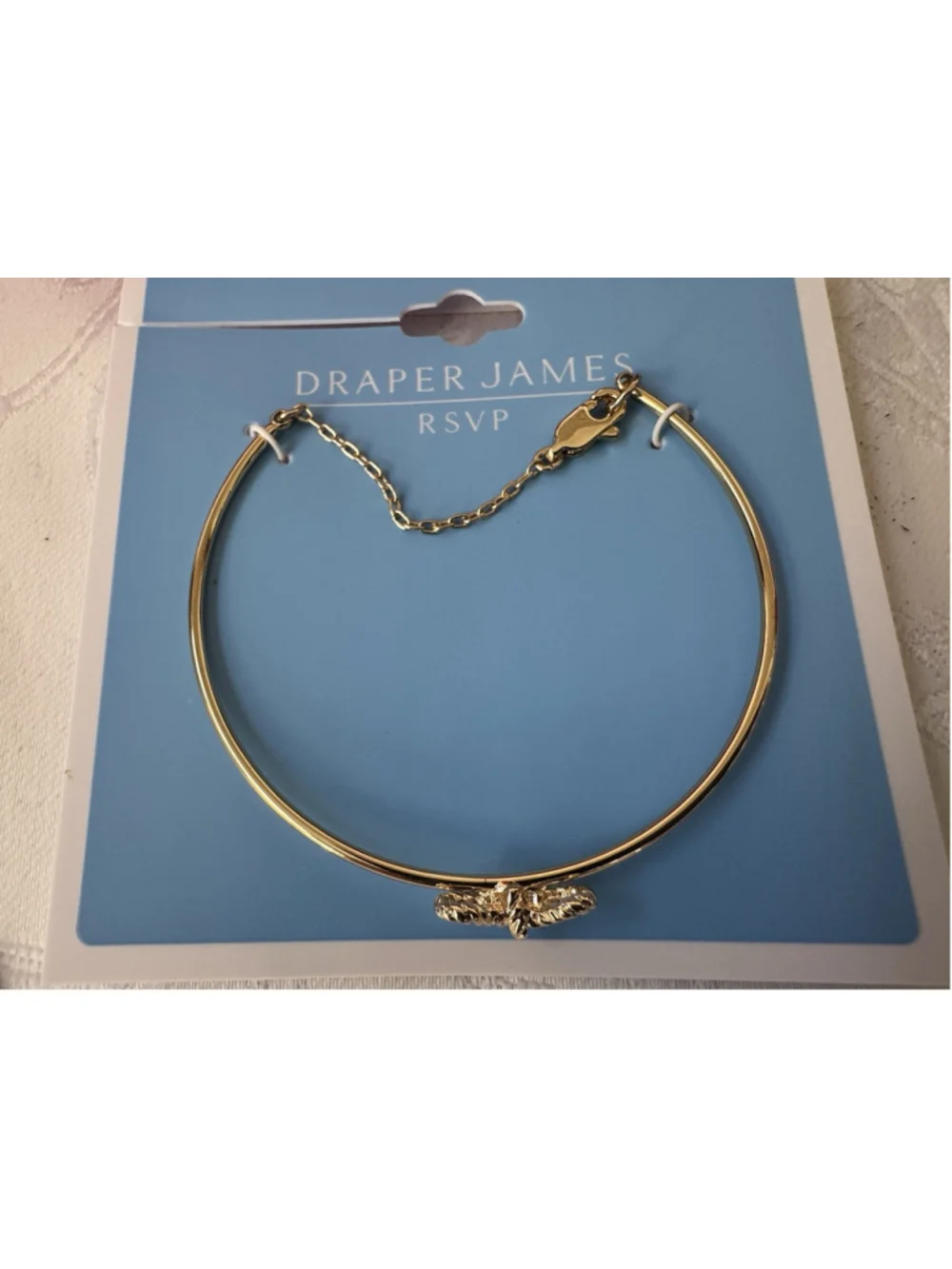 Draper James Dainty Gold Tone Tiny Bow Bracelet Preppy Thin Classic Feminine NEW